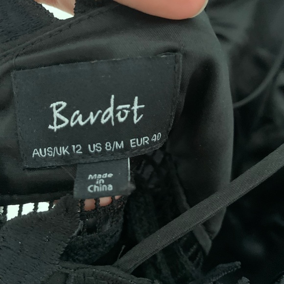 Bardot | Kara Black Crochet Overlay Halter Dress - Picture 8 of 8